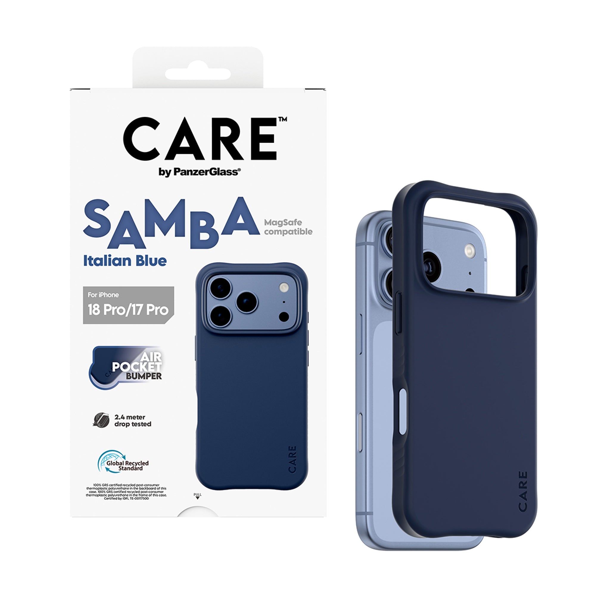 CARE™ by PanzerGlass® Samba Case Italian Blue w. MagSafe iPhone 18 Pro | 17 Pro